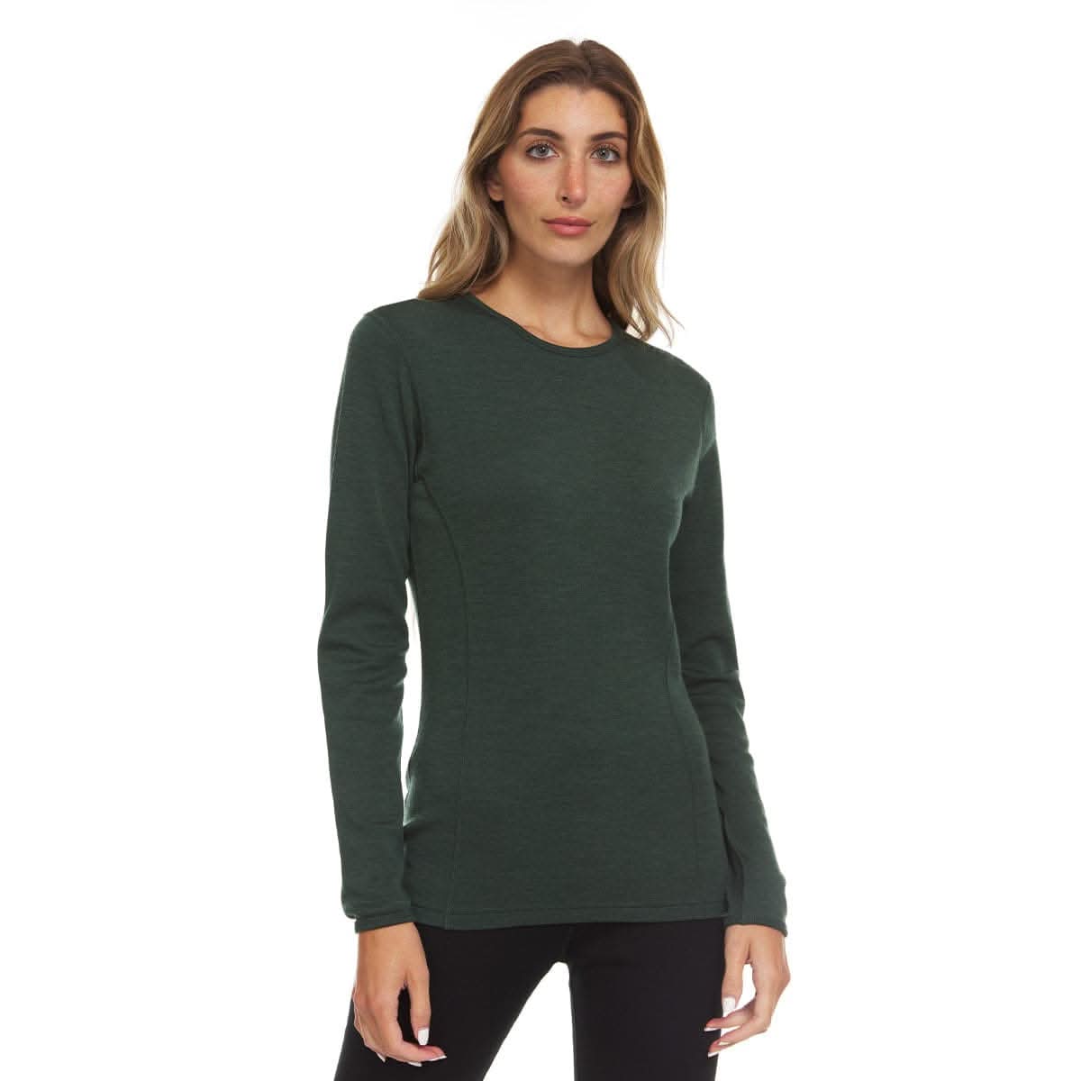 Midweight Women's Wool Crew Top -  100% Merino Wool